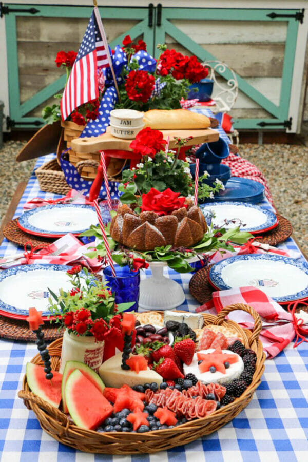 red white and blue tablescape