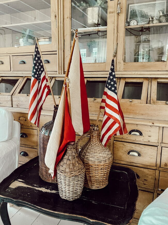 old flags in vintage jars 