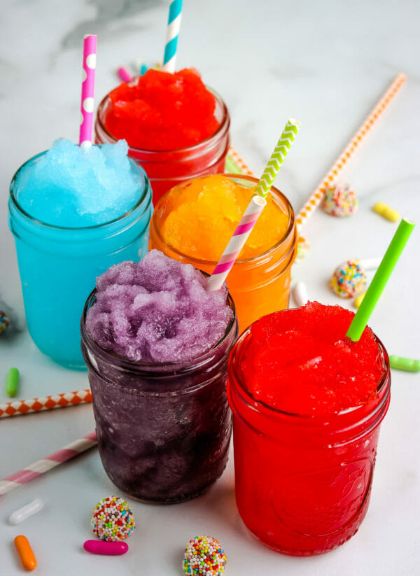 colored slurpies with straws