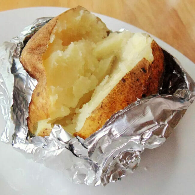 baked potato in foil