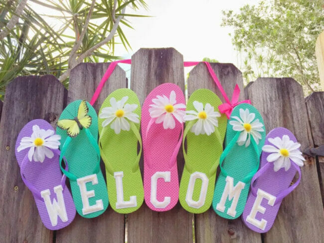 colorful flip flop welcome sign