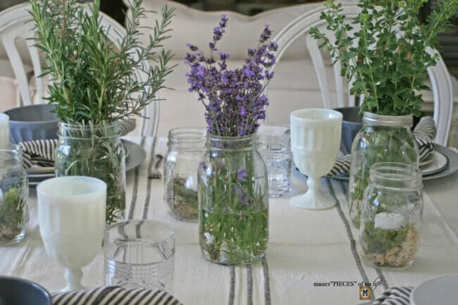 lavender in mason jar on table