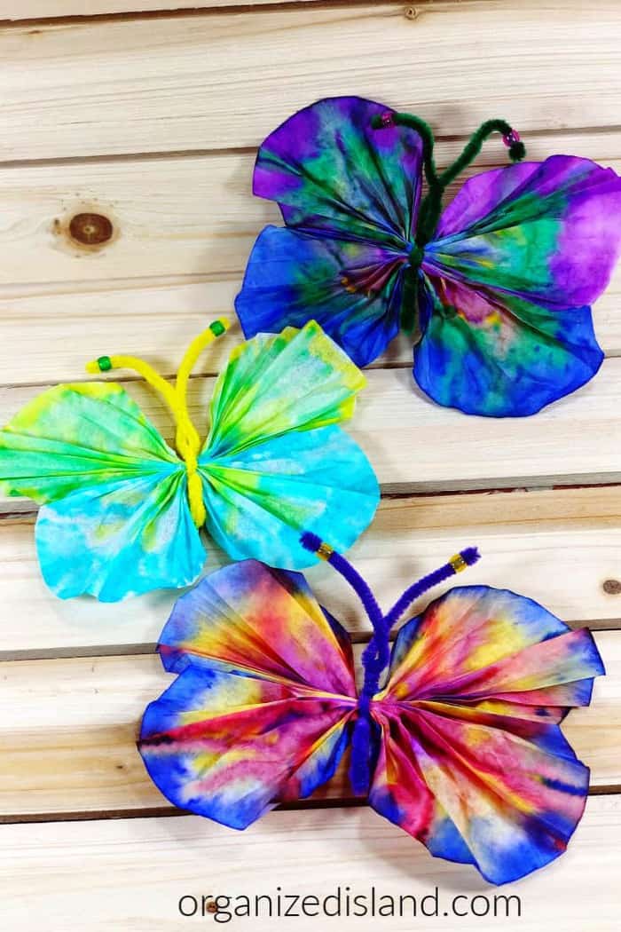 rainbow butterflies with coffee filters