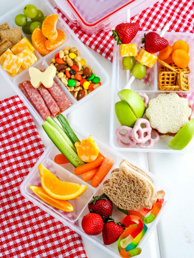bright colored snack lunches