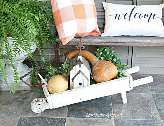 white wagon with pumpkins 