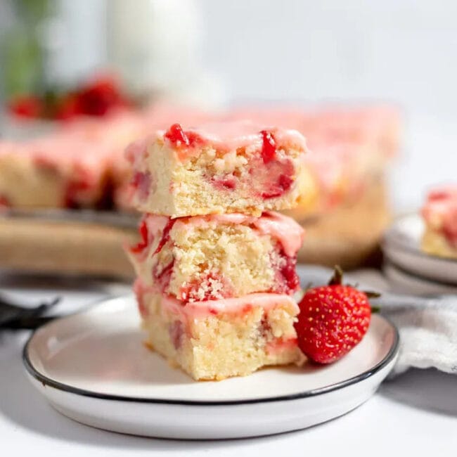 stack of strawberry blondies