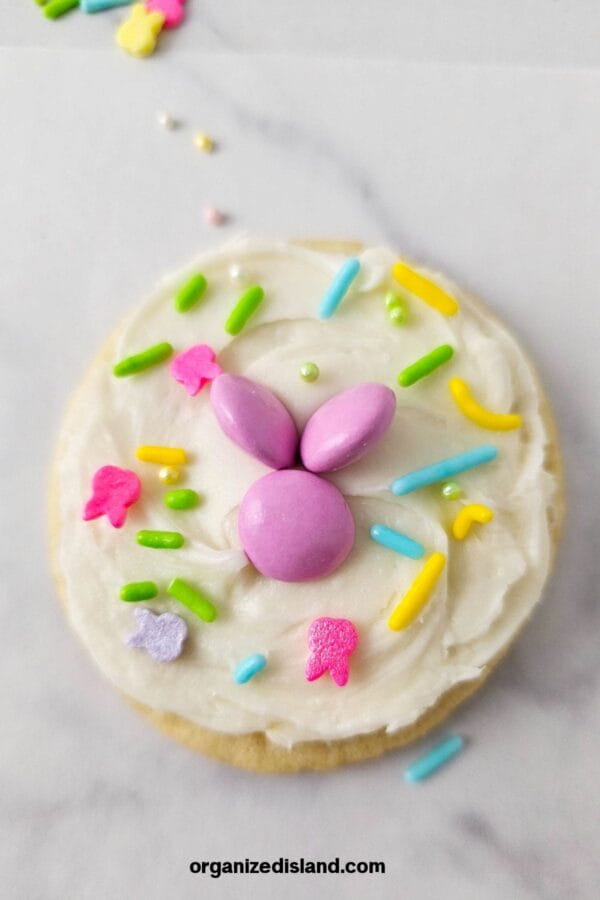 Easter cookie with m and m's and sprinkles