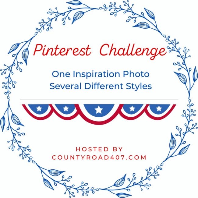 red, white and blue graphic for the Pinterest Challenge