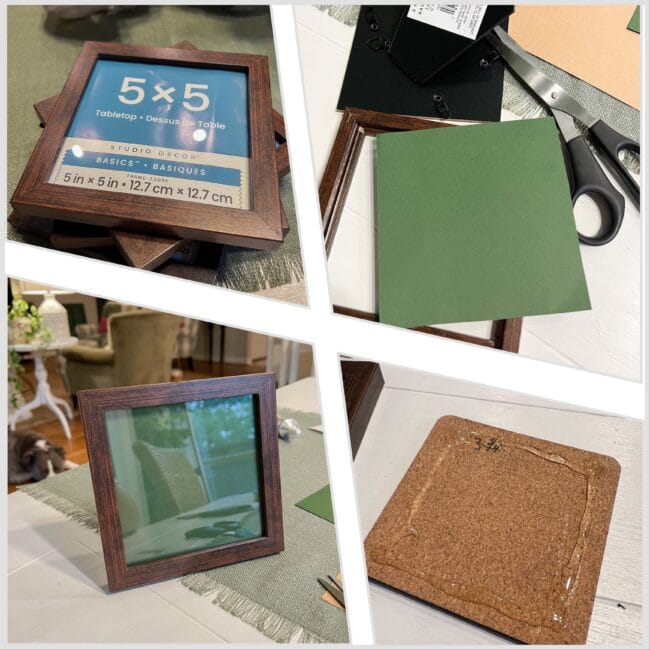 collage of coaster framing materials used 
