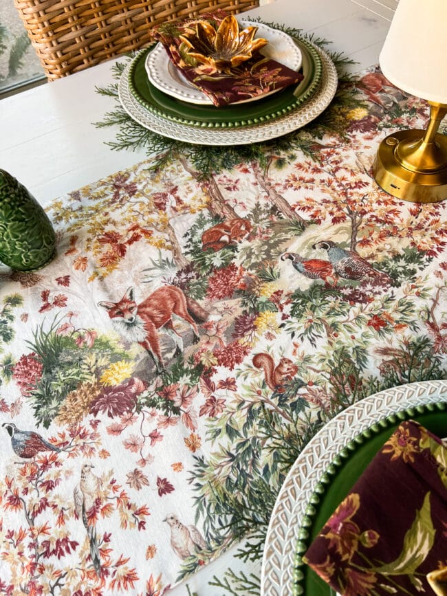woodland animal fall table runner
