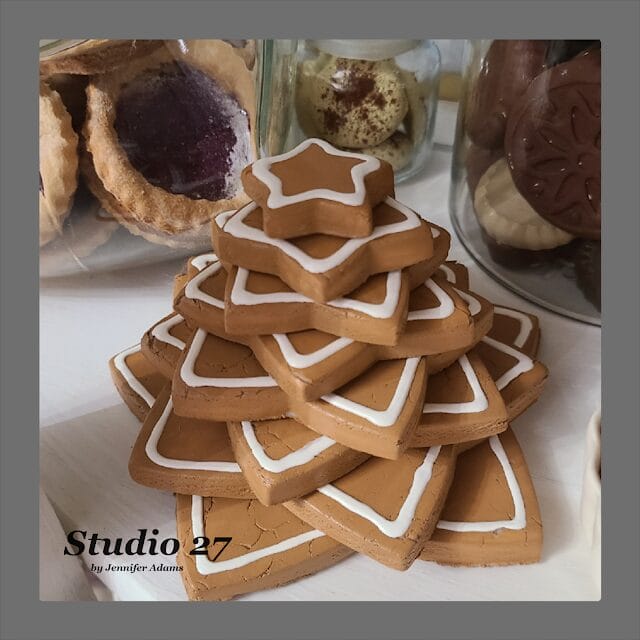 stacked faux star cookies to make a tree shape