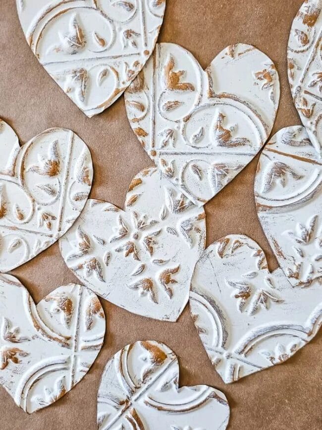 embossed hearts laying on a table