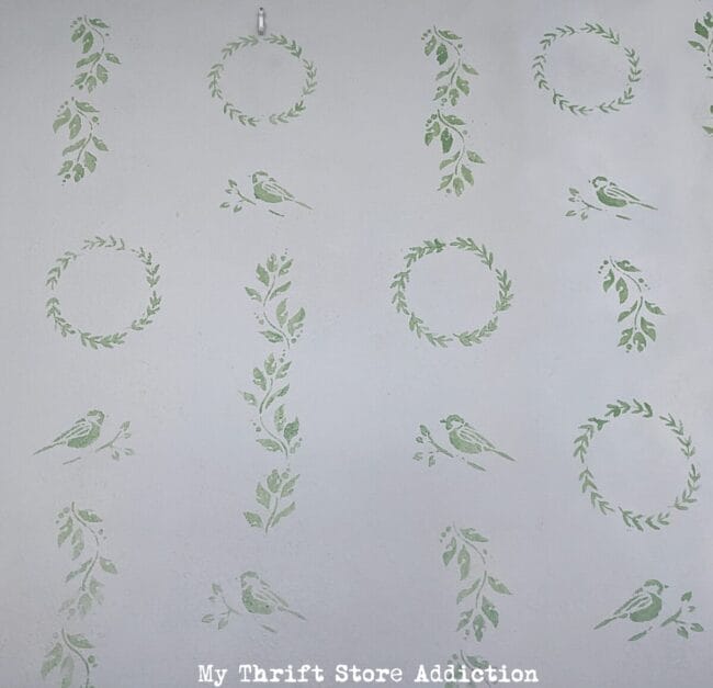 green hand stamped wll paper