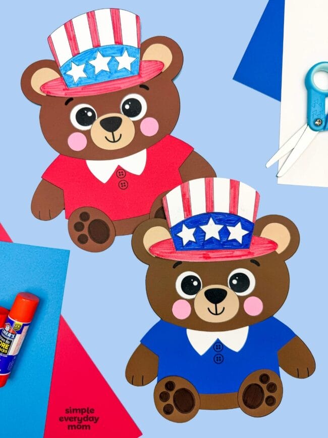 red white and blue teddy bear craft