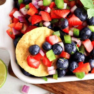 Blueberry Salsa with a single chip