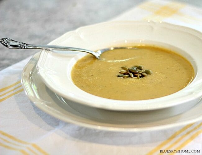 white bowl of creamy soup